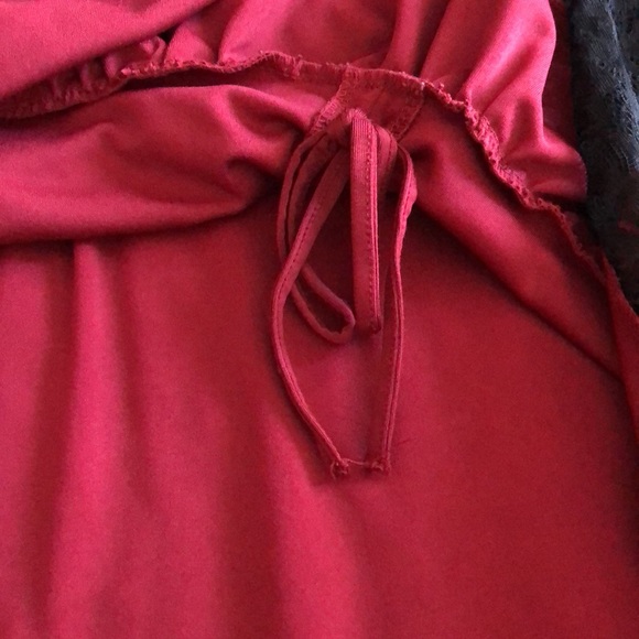 Brick red vintage inspired skirt with cinch front and decorative buttons XXL - Picture 3 of 8